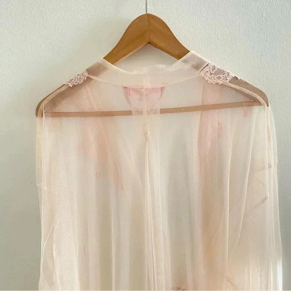 Victorias Secret See Thru Soft Pink Tulle Lace Tunic Robe Romantic Sexy Women M - Picture 8 of 11